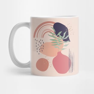 Abstract shapes lines and tropical leaves digital design Mug